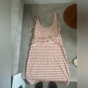 Maeve Midi Striped Sleeveless Fitted Tie Dress